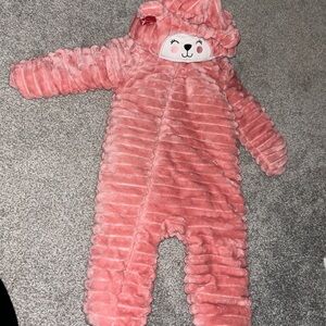 Hooded Bear Sherpa Pram Jumpsuit Snowsuit